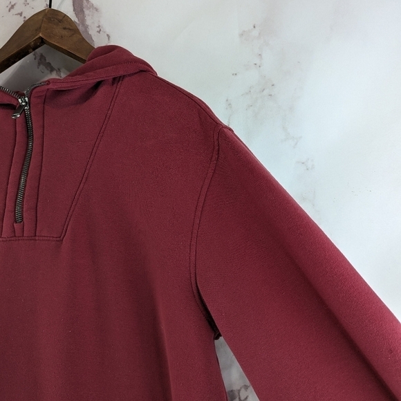 Athleta Sweatshirt Womens Small Red Retroplush Hoodie Decadent Tunic Quarter Zip - Picture 12 of 12